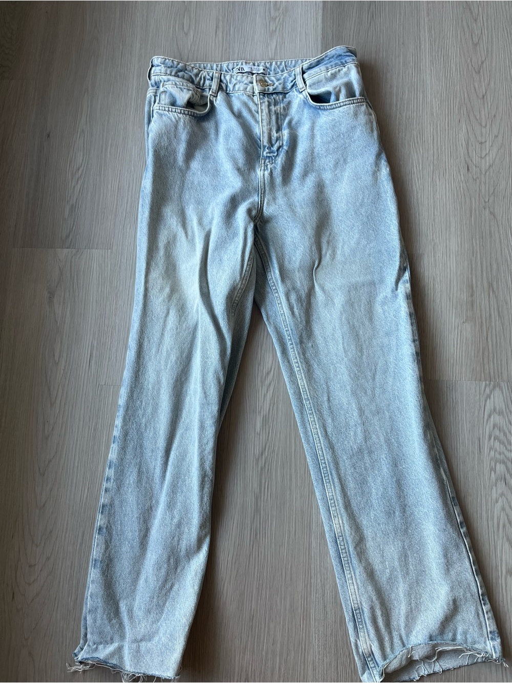 Zara Light Blue High-Rise Straight Jeans Size US8